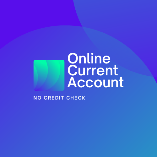 Advertise graphic for an online current account featuring hassle-free sign-up with no credit check required. online current account no credit check